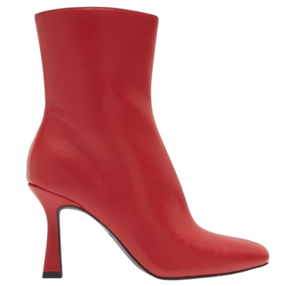 Open Edit Hesper Bootie Size 7 Red Salsa Square Toe Flare Heel Ankle Boots